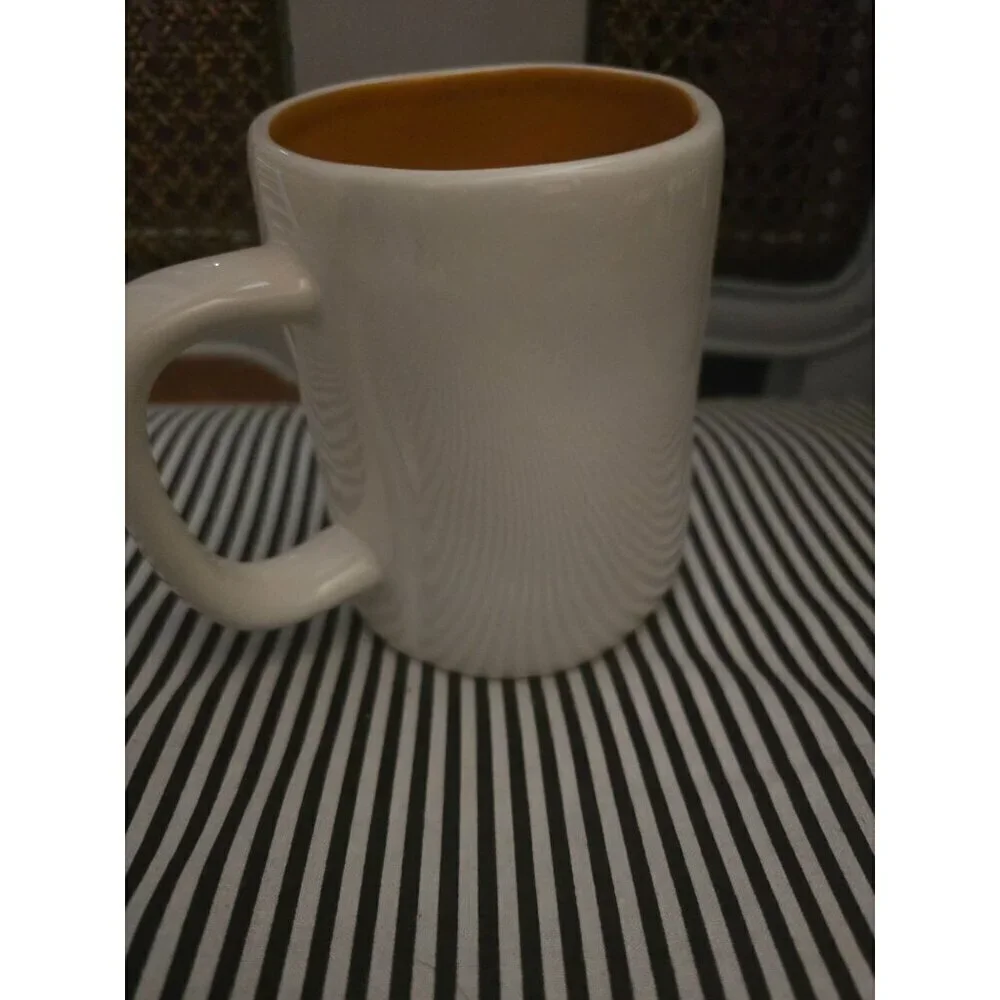 Rae Dunn Halloween Treat Candy Corn Icon Coffee Mug Orange Interior